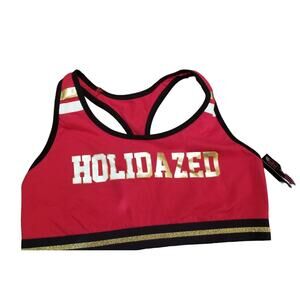 No Boundaries Women's Red Black & Gold Wire-Free Cotton Sport Bra SIZE 40-NWT's